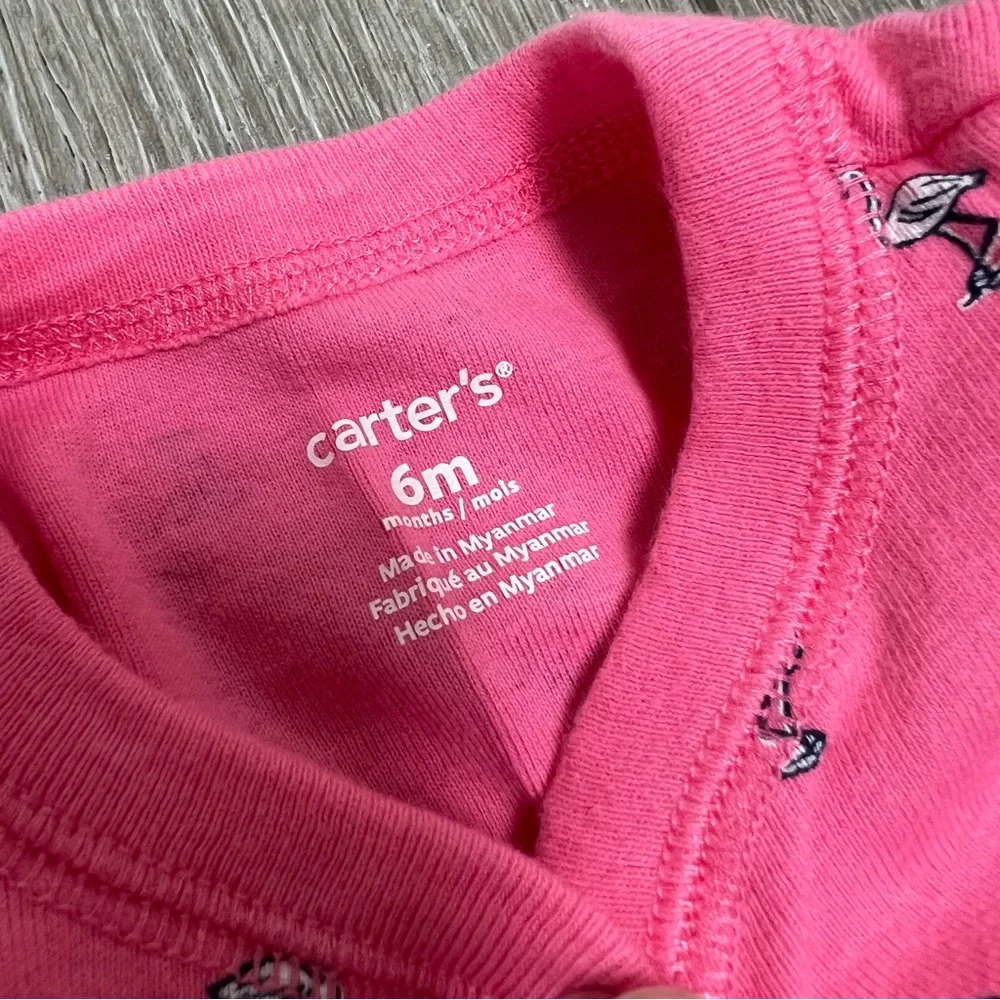 CARTERS FOOTLESS SNAP UP SLEEPER PINK FLAMINGO 6MO